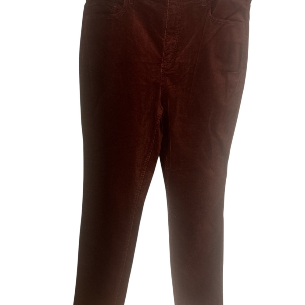 LOFT Women’s High Rise Curvy Fit Skinny Pants 32/14 Burgundy/Brown Mid Rise Zip